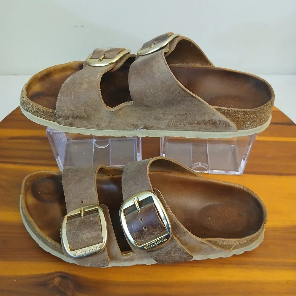 Birkenstock Arizona Big Buckle Womens 38 Brown Slides Sandals Corkboard